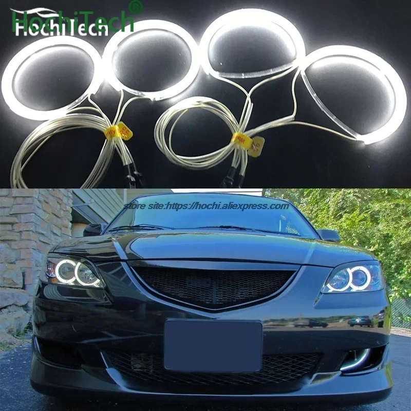 for Mazda 3 mazda3 2002-2007 car styling 4pcs White Headlight Halo Rings CCFL Angel Eyes Light Kit daytime light DRL