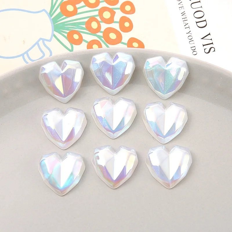

Retro Folded Heart Pearl Button Resin Cabochon 20pcs Flatback for DIY Decoration Accessories Wholesale Ornament Bulk Supplier