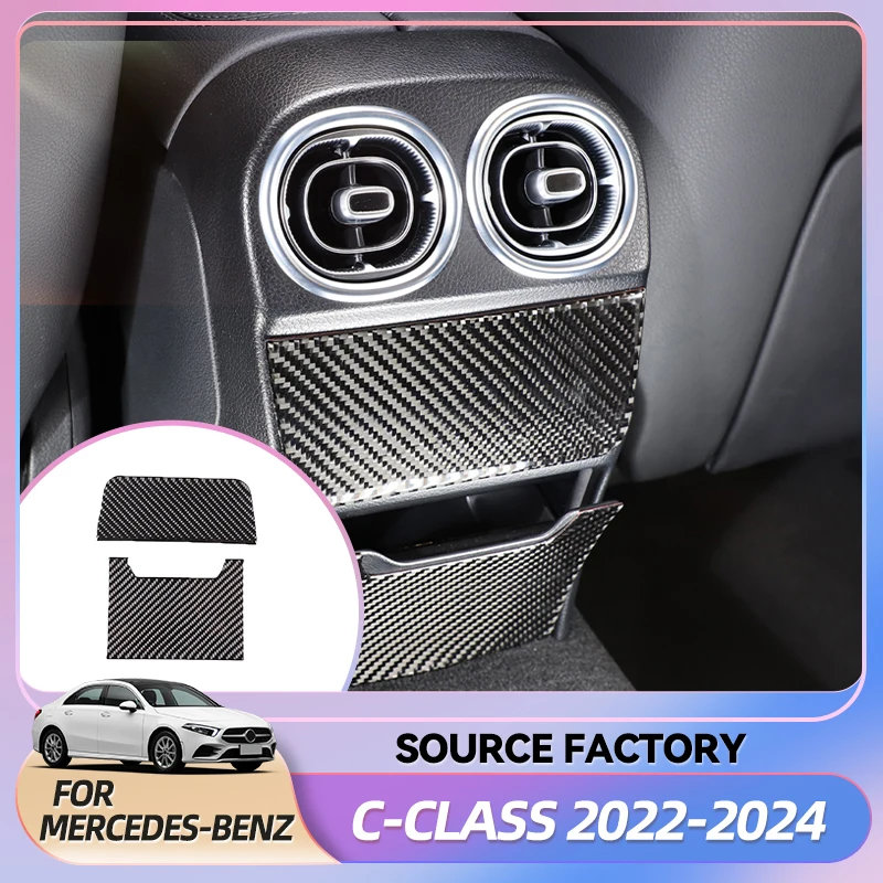 

Внутренние наклейки из мягкого углеродного волокна, задний воздуховыпускной отверстие автомобиля, ящик для хранения, накладка на панель, наклейка для Mercedes Benz C-Class W206 2022-2024