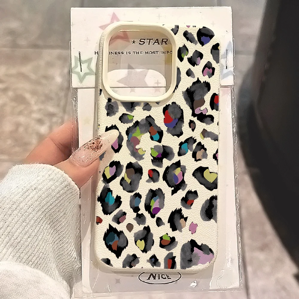 Regenbogen-Leopardenmuster Handyhülle für iPhone 17 16 15 14 13 12 Pro Max 16 15 14 Plus 17 16 15 14 Pro 17Air Silikon Matte Hülle – Detail 1