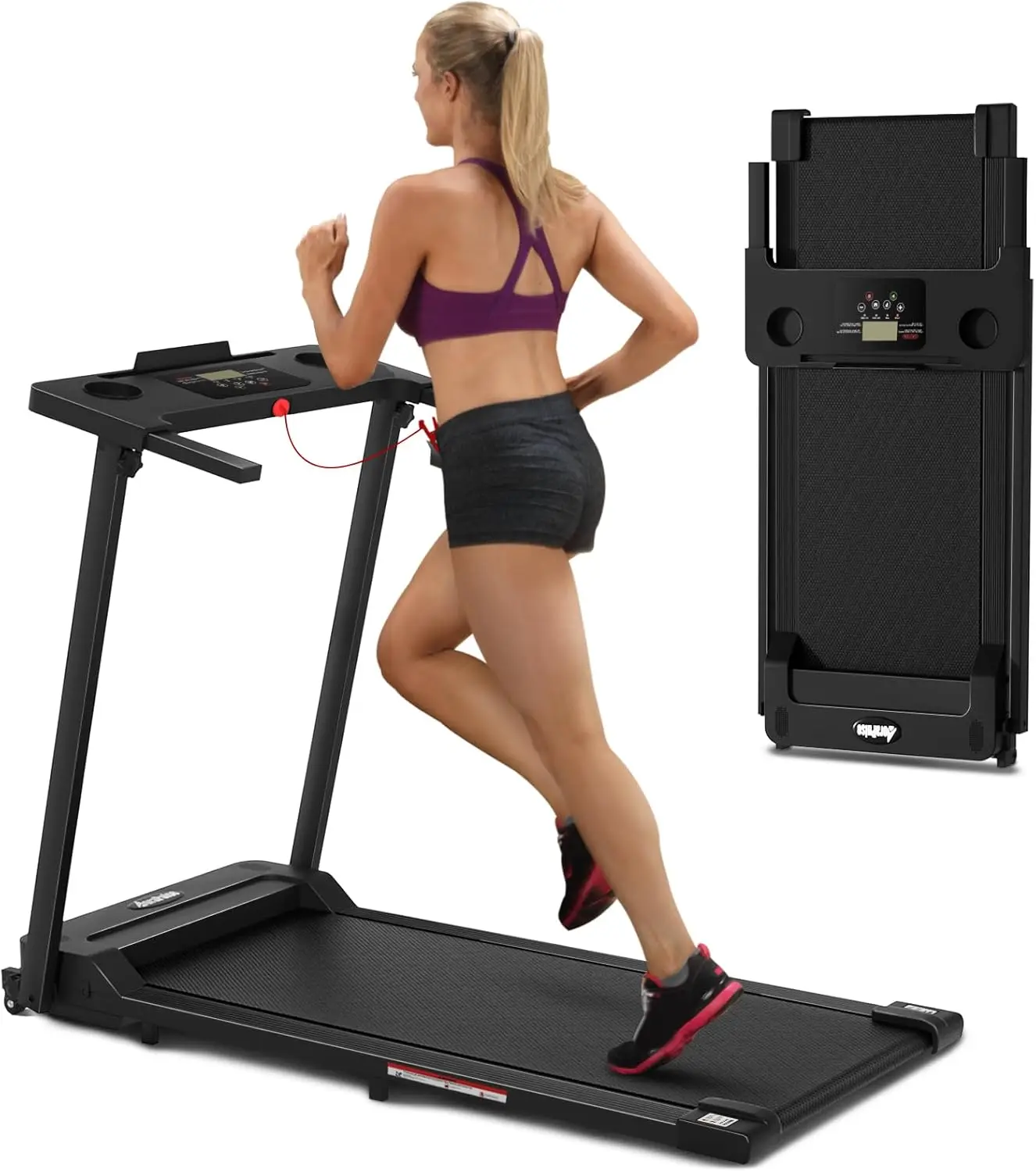 Foldable Portable Folding Small Treadmills for Home Office with 300 LBS Capacity, Walking Running