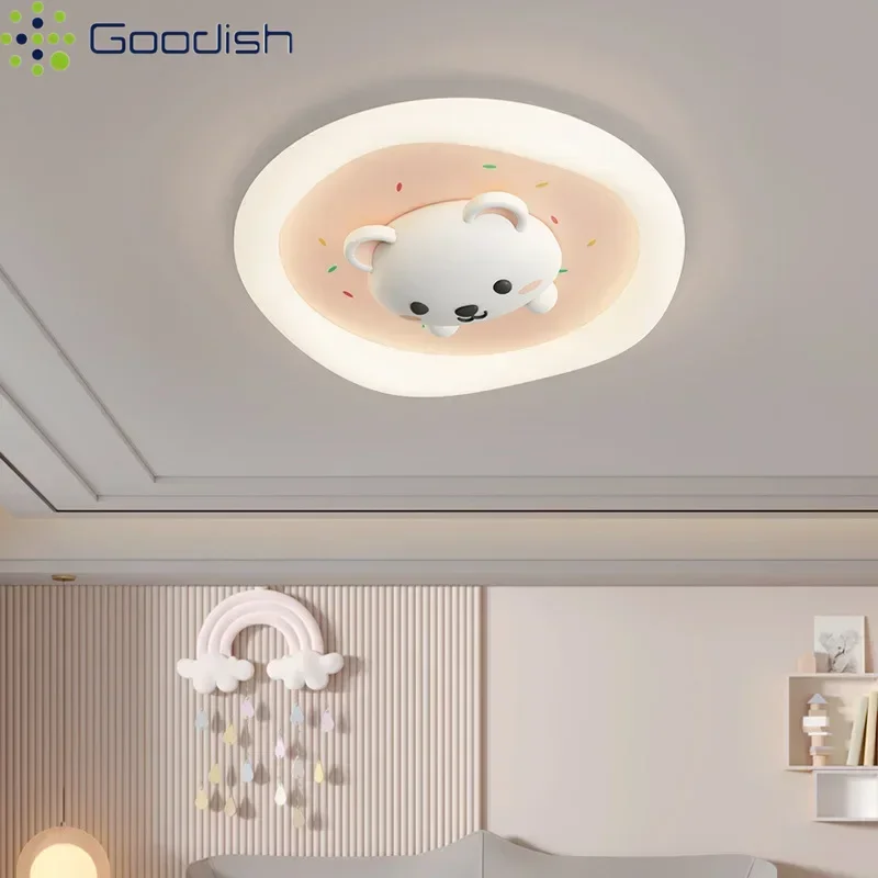 Modern Minimalist LED Home Ceiling Lights Cute Little Rabbit Art Creative Painted Lamps for Kids Bedroom Decoration Chandeliers