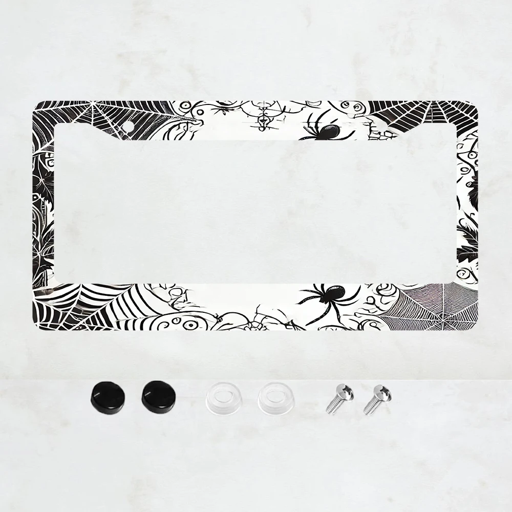 

Рамка для номерного знака из алюминия с принтом паутины, 1 шт. — стандартный размер для США, декоративный кронштейн для автомобильного номерного знака, 2 отверстия