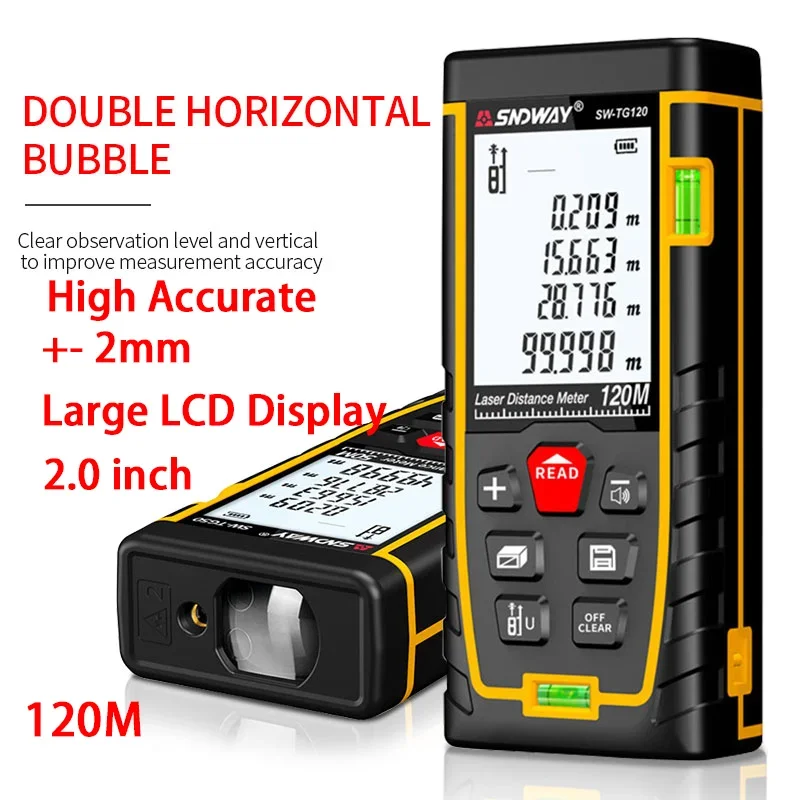 Imagem -05 - Eletrônico Digital Laser Rangefinder Medidor de Distância a Laser Roleta Rangefinder Trena Tape Measure Tools 120m 100m 70m 50m
