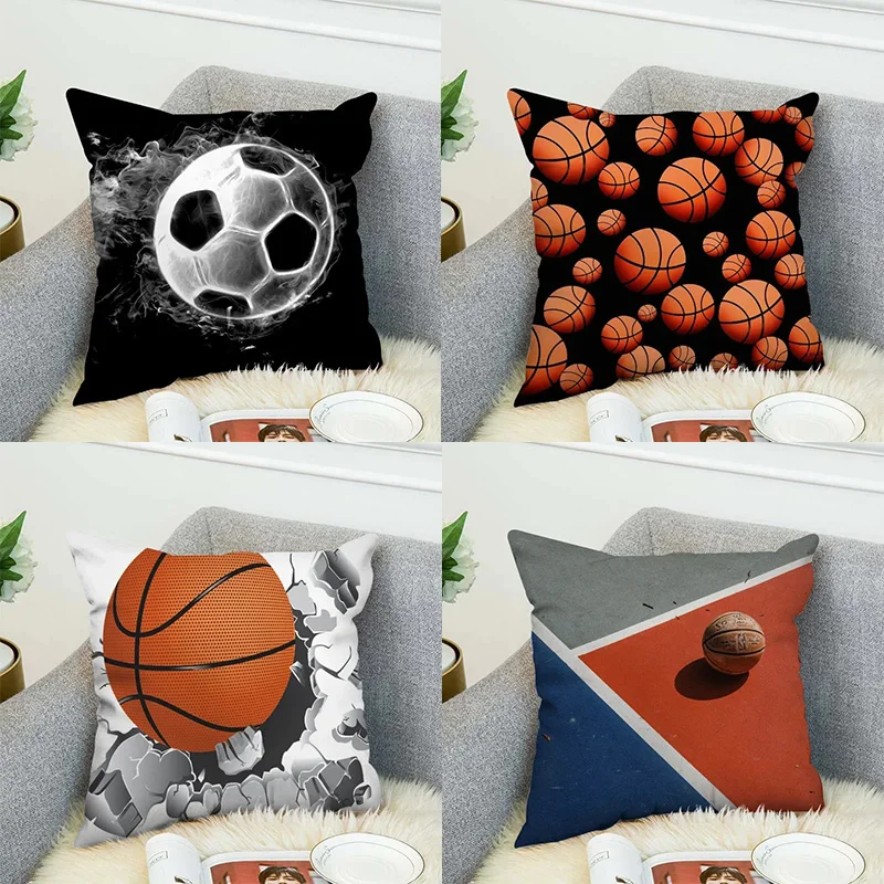 Football Basketball Print Pillowcase Square Car Sofa Office Cushion Pillowcase