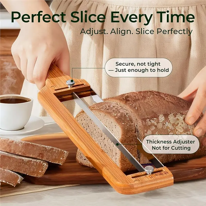 N96R Serrated Stainless Steel Bread Cutter Blade, Adjustable Bread Slicer Upgraded With Accurate Thickness Guide