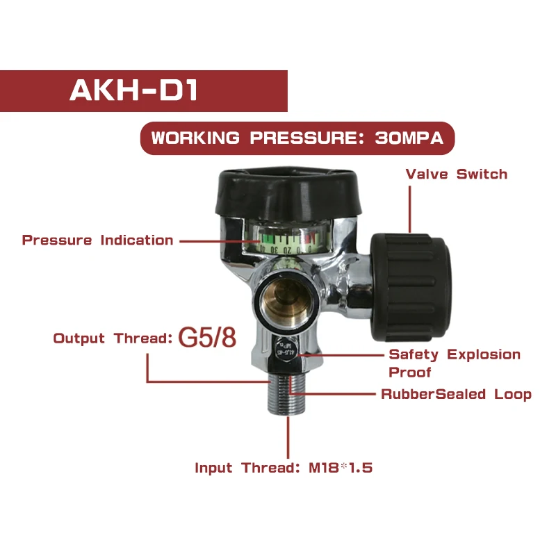 Acecare-tanque de aire Hpa de fibra de carbono, válvula de manómetro y estación de llenado, 6,8l, 4500psi, M18 x 1,5, SCBA, buceo, protección contra