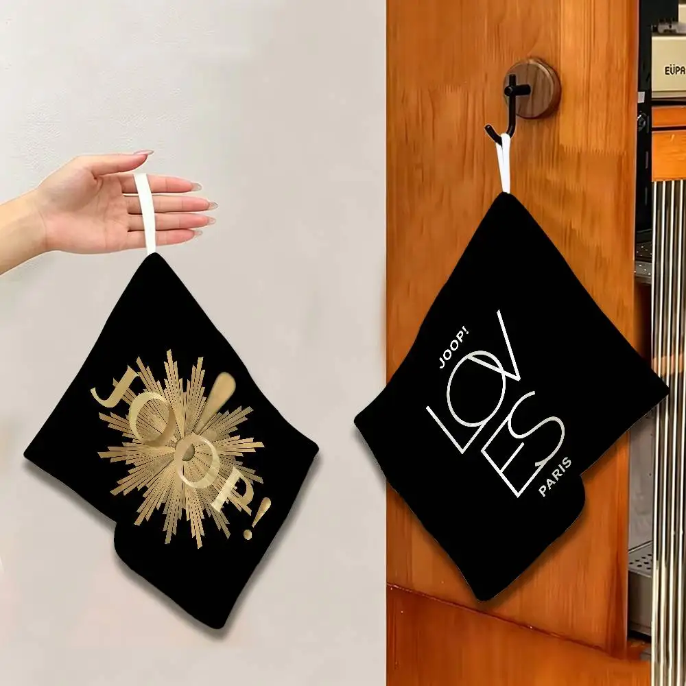 Fashion Logo J-JoopS Hanging Kitchen Towel, Polyester Cotton Fabric, Absorbent Hand Wiping Towel for Home Dormitory