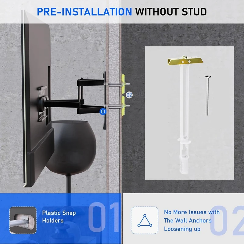 Anchor Set With Included Bolts , Heavy Duty Hollow Drywall Anchors Kit For TV Mounting Kit, Hollow Wall Anchors Holds 12 Packs