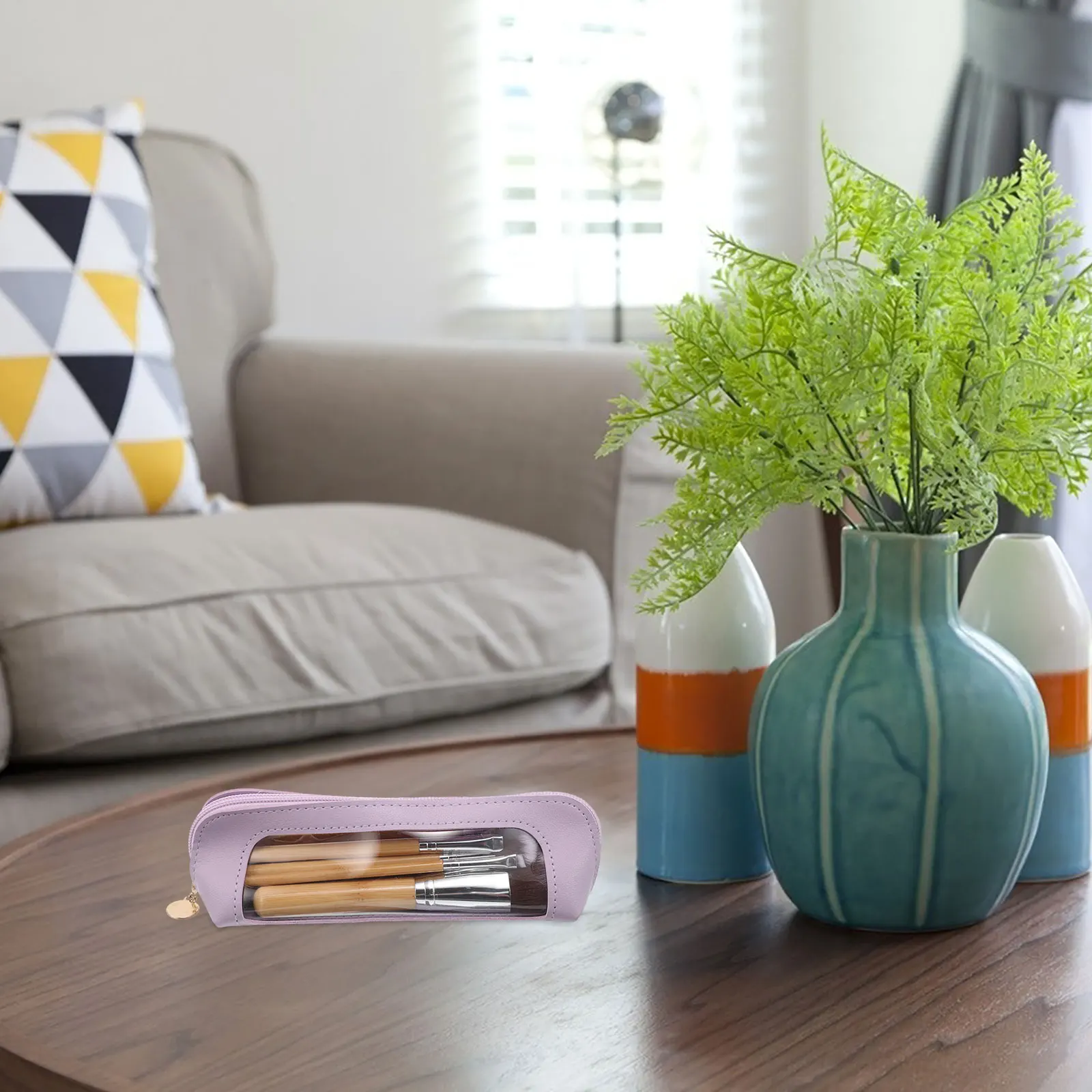 Bolsa ligera para brochas de maquillaje, para viajes, transporte diario, diseño transparente con cremallera resistente, organizador de herramientas de maquillaje