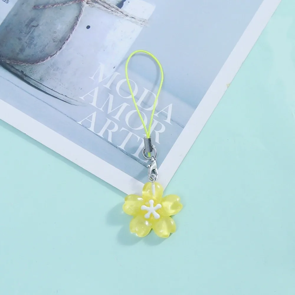 Transparent Resin Flower Keychain Solid color Cute Transparent Bag Phone Chains Trendy Fresh Kawaii Pendent Accessory