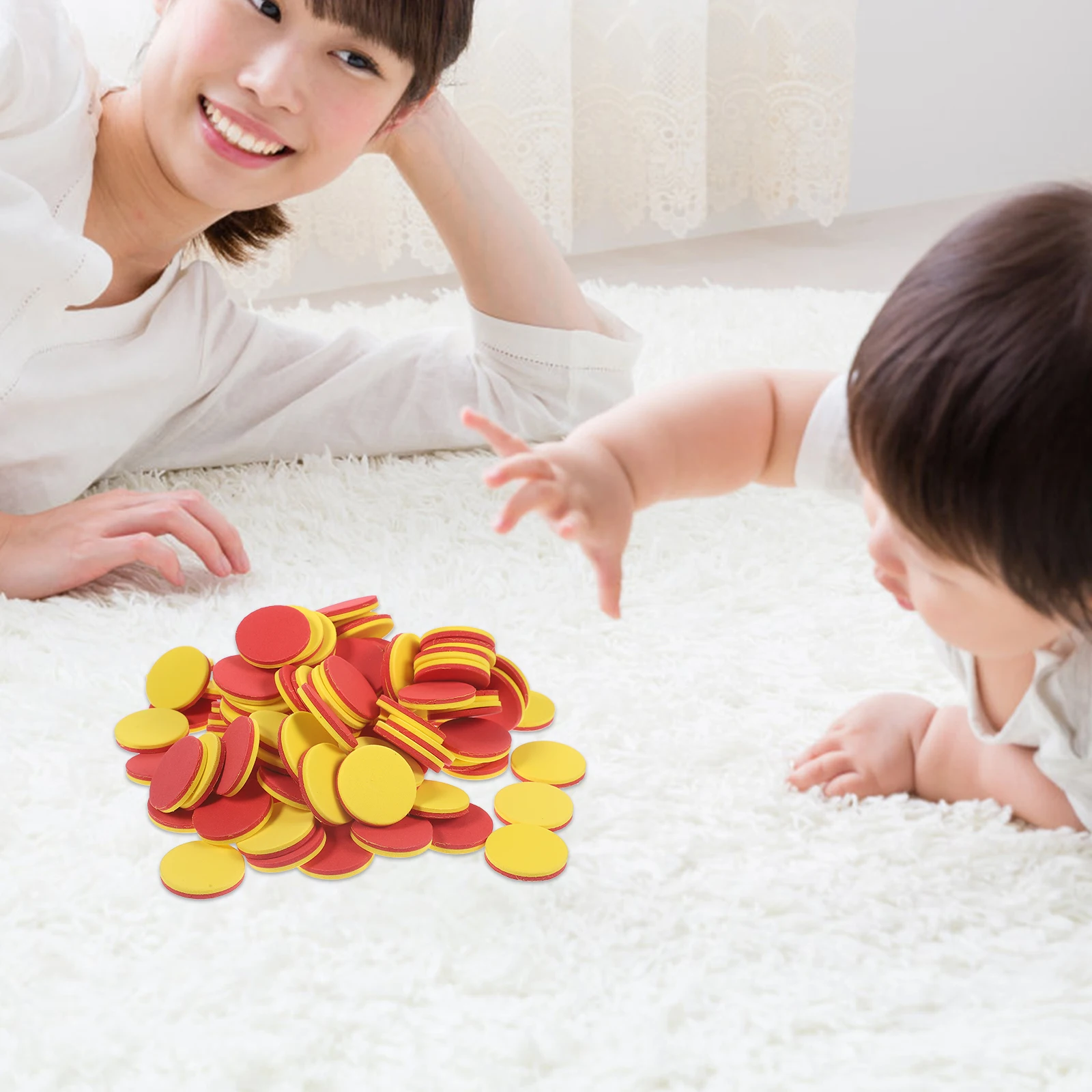 

100 Pcs Early Childhood Counting Discs Counters Toys Color Chips Two Colored Kids Colour Double Sided Toddlers Math