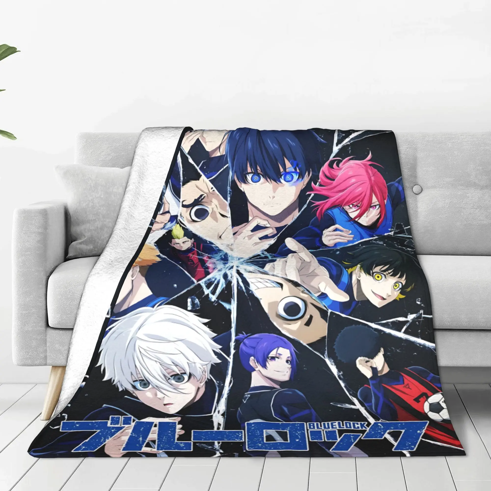 1PC home Christmas Room Decor Blue Lock Football Anime Blanket Throw Blanket  Novelty Warm Blanket All Season