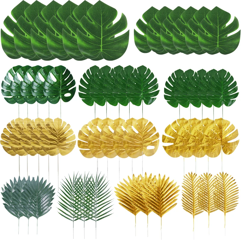 Artificial Tropical Palm Leaves Hawaiian Luau Party Supplies Jungle Safari Themed Table Decor Birthday Wedding Baby Shower Decor