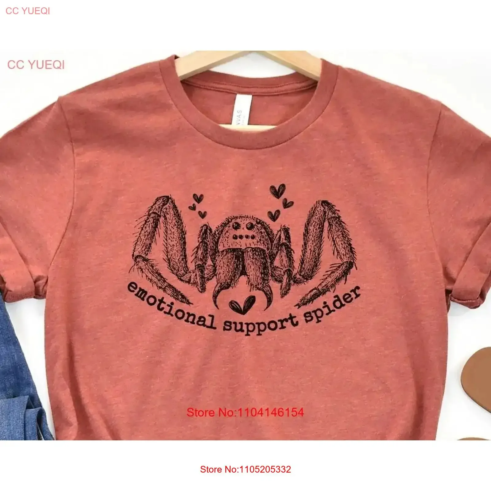 Emotional Support Spider T Shirt s for Arachnid Lovers Cute Funny Jumping Inspirational vintage Washed Versatile homme