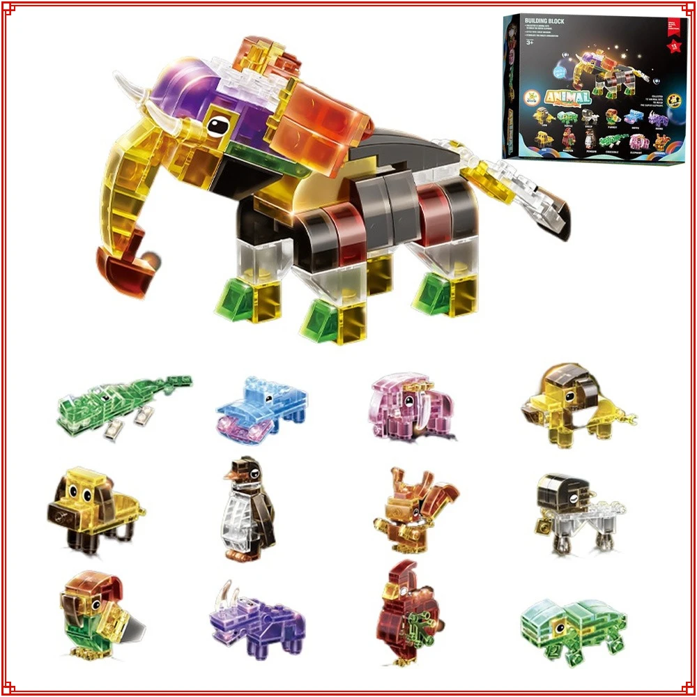 

Creative Dinosaur Elephant Series Building Blocks Children's Puzzle Model Assembly Toy Desktop Decorative Ornaments Holiday Gift