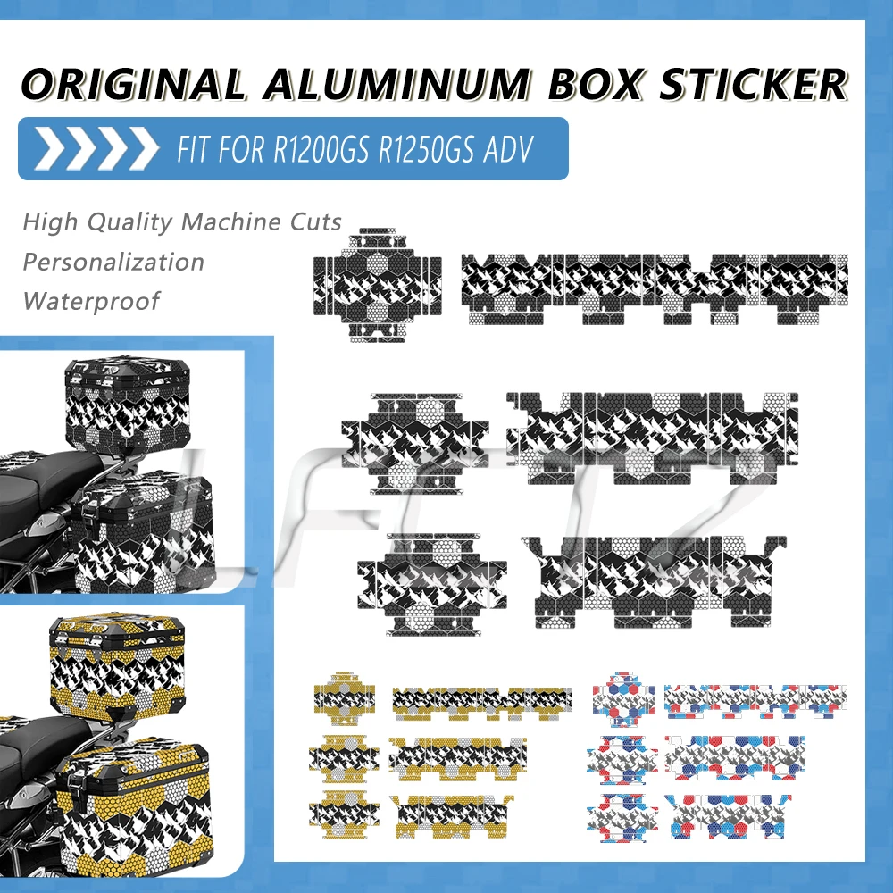 

Fit for R1250GS ADV 2019-2024 R1200GS ADV 2014-2023 R1200 R1250 GSA HP Motorcycle Aluminum Box Stickers Pannier Decor Decals Set