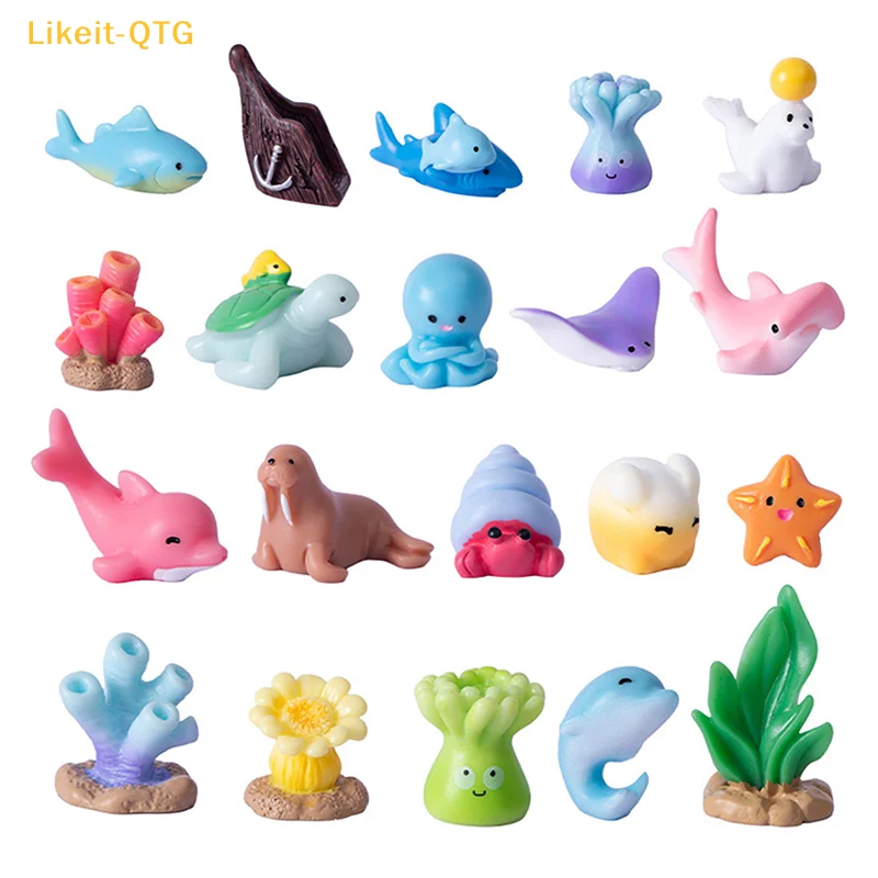 

NEW Mini Ocean Figurine Resin Ornaments Cute Marine Life Sea Animals Tiny Statue Aquarium Home Desktop Micro Landscape Decor