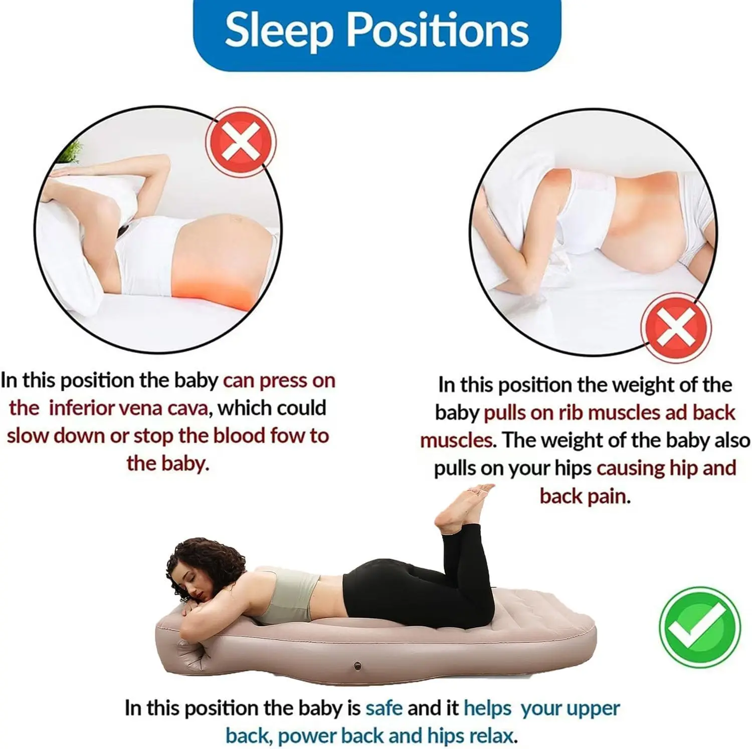 Inflatable Full Body Pregnancy Pillow, Maternity Airbed with Belly Hole for Comfort, Prone Sleeping Support for Pregnant Women
