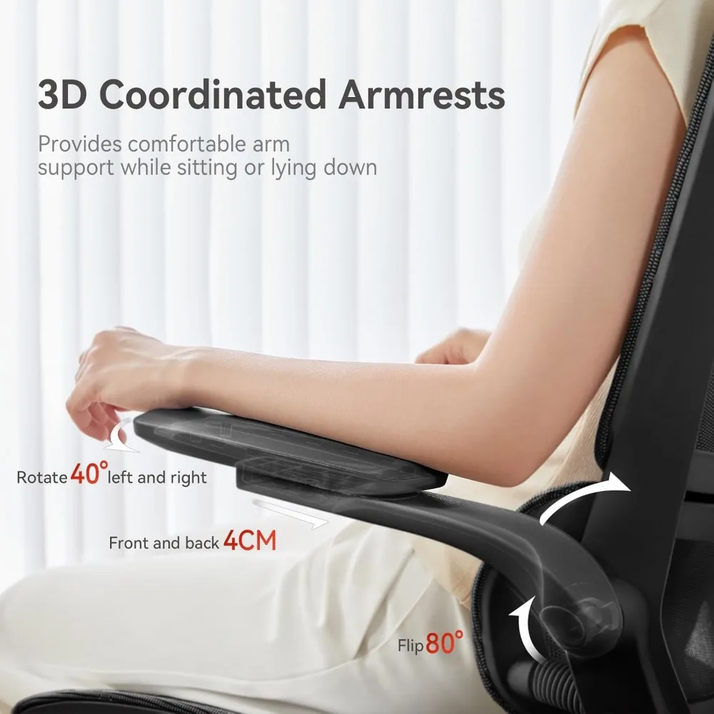 M59AS Ergonomic Office Chair, Desk Chair with 3D Flip-up Armrests, Computer Chair with Dual Back Design and Adaptive Dynam