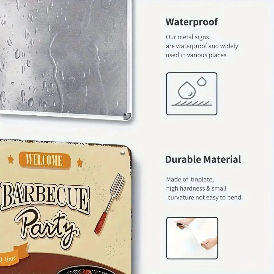 [JIT] 6 قطع ملصق معدني للشواء مقاس 8.0 × 12.0 بوصة ديكور جداري عتيق للفناء للرجال الكهف والمطبخ الخارجي وهدية لمحبي الشواء