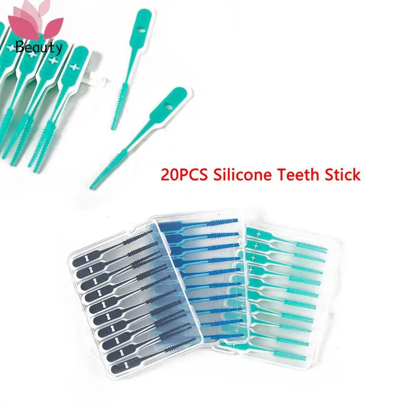 

20Pcs Silicone Teeth Stick Tooth Picks Interdental Brushes Dental Cleaning Brush Teeth Care Dental Floss Toothpicks Oral Tools