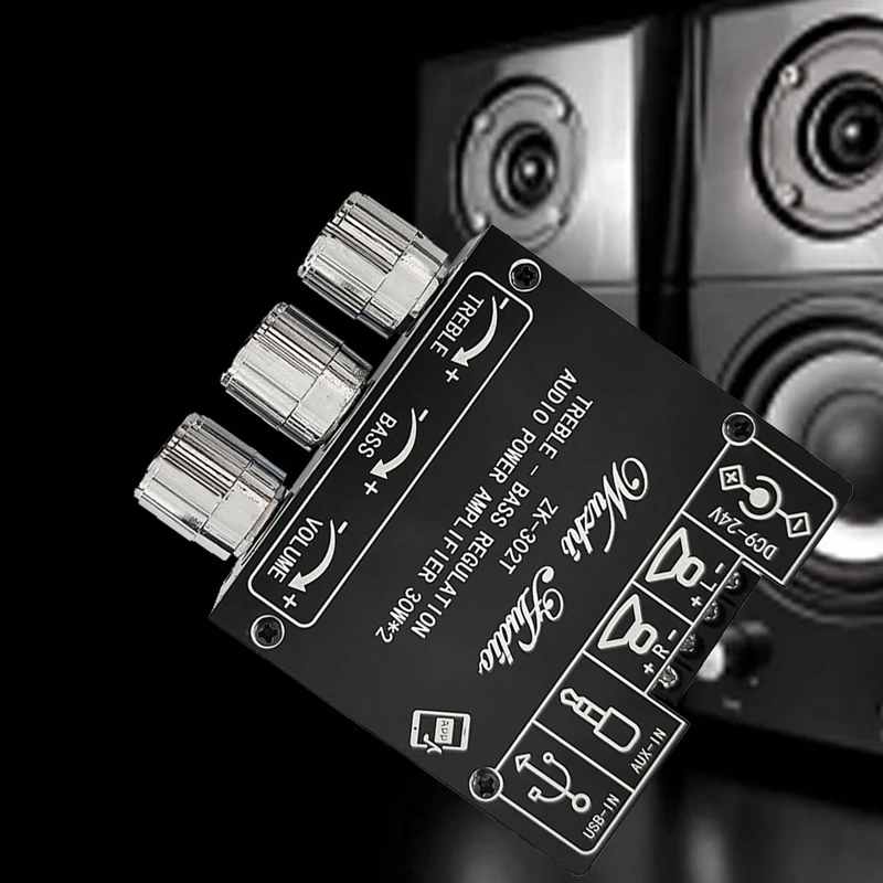 ZK-302T Bluetooth Digital Amplifier Board 2.0 Stereo Dual Channel With High And Low Bass Adjustment Audio Module DC9-24V