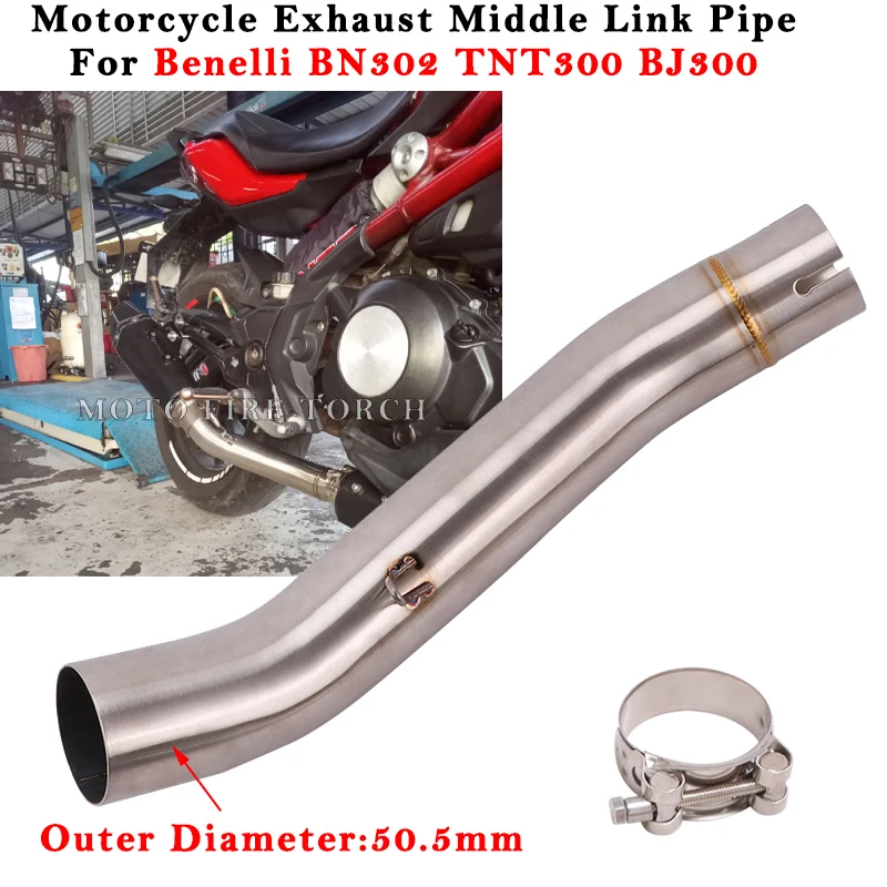 Motorcycle Exhaust Escape System Modified Muffler 51mm Middle Link Pipe Stainless Steel For Benelli TNT300 BJ300 BN302 TNT 300