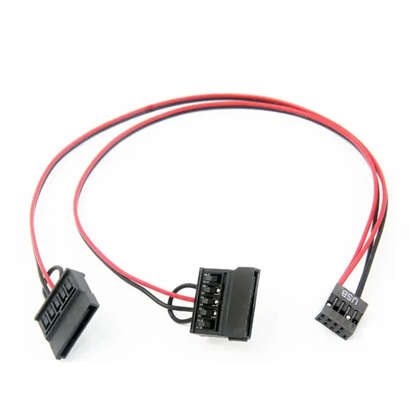 ITX Motherboard USB 9Pin to 1x 2x Sata SATA Female SDD Power Cable Adapter 30cm 12inch