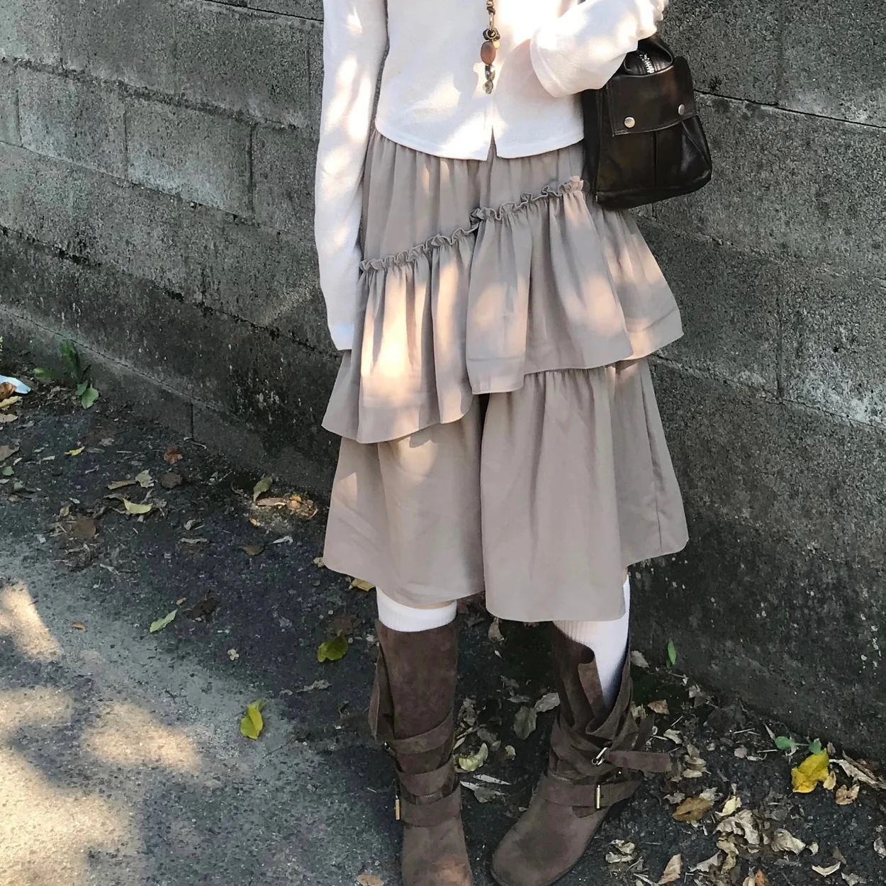 

Шикарная романтическая юбка f-длины для женщин, корейская эластичная талия, асимметричное сращивание, гофрированный подол, Ci Commute Dr