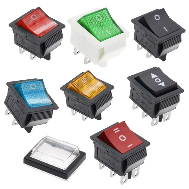 5PCS KCD4 Rocker Switch Power Switchs ON-OFF-ON 2/3 Position 4/6 Pins The arrow is Reset/Latch With Light 16A 250VAC 20A 125VAC