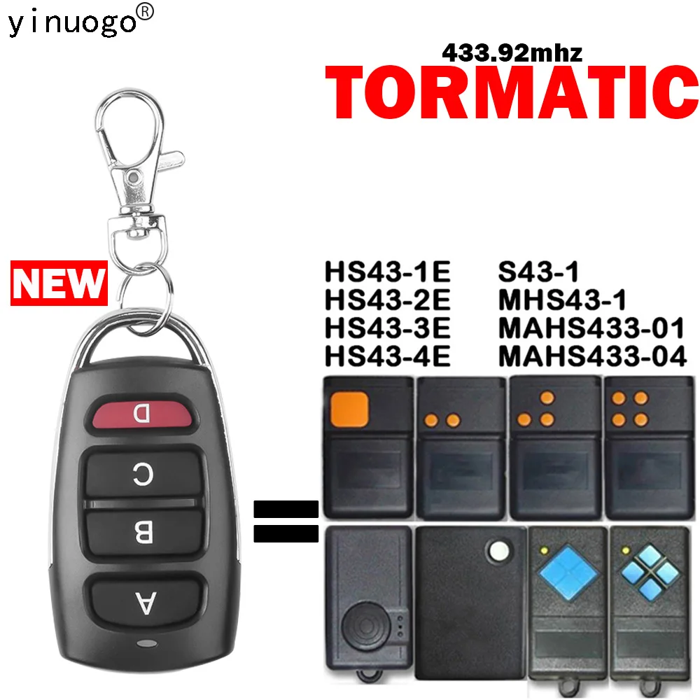 

TORMATIC MAHS433-01 MAHS433-04 Garage Door Remote Control S43-1 MHS43-1 HS43-1E 2E 3E 4E Garage Door Command 433mhz Fixed Code