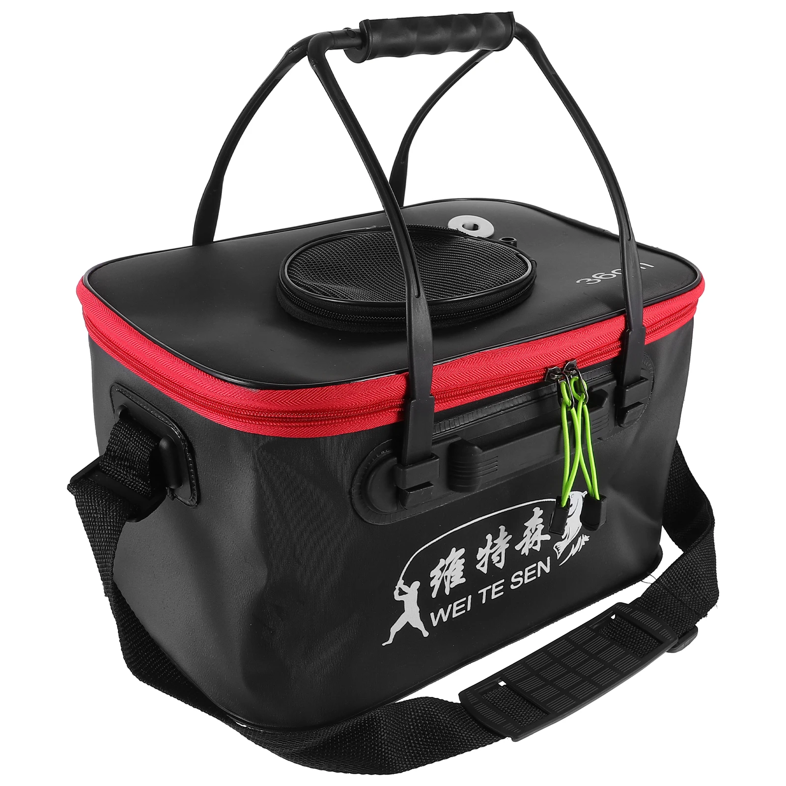 

Thickened Fish Barrel Portable Fishing Bag Camping Waterproof Bucket Folding Zipper EVA Material Oxygen Hole Net Lid Live Bait