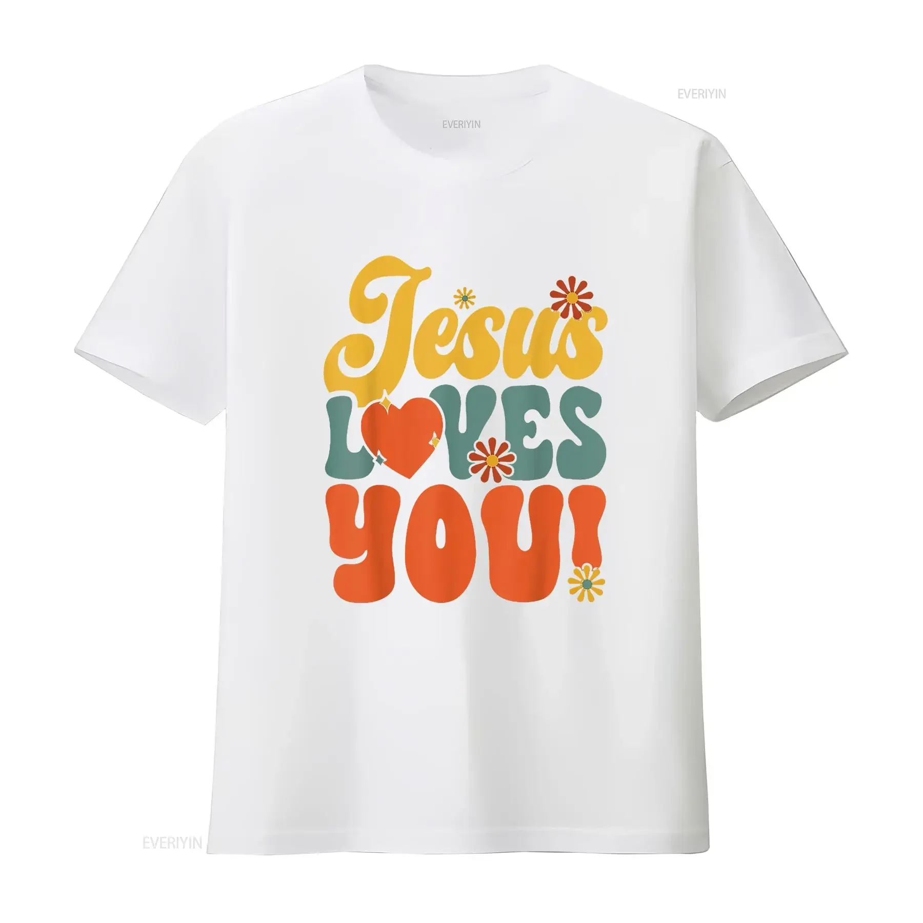 Cristão retro jesus te ama religioso fé deus 70s t camisa vintage lavado streetwear topo para uso diário respirável