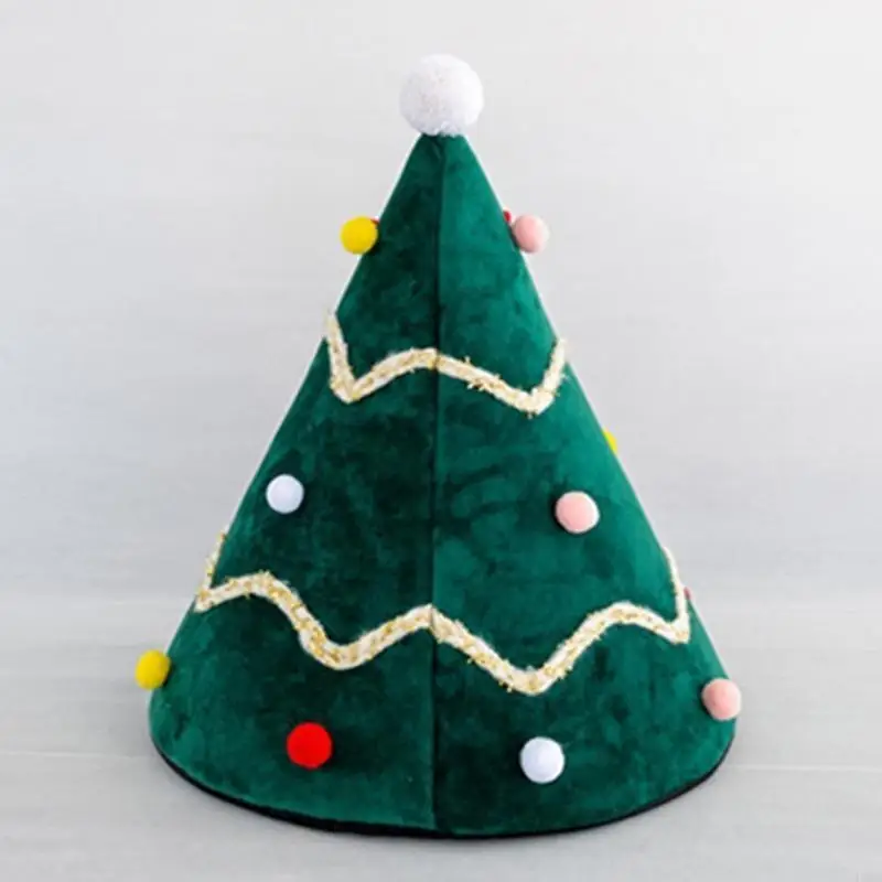 L43A Christmas Tree Shaped Pet House with Removable Cushion Dog House Cozy Puppy Bed Cave Dog Tent Winter Warm Pet Igloo