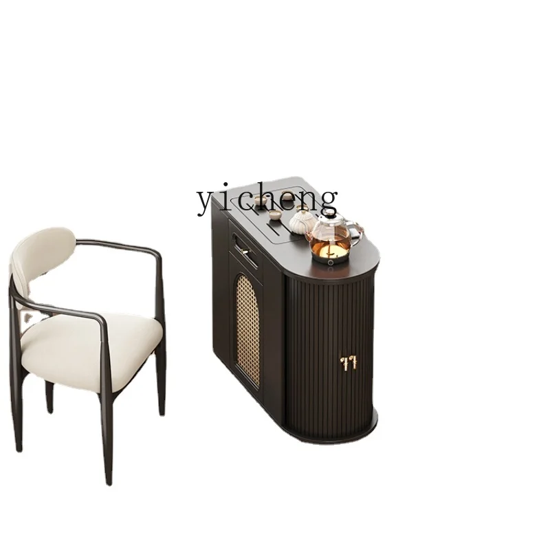 

Zf Tea Cabinet Kettle Integrated Living Room Balcony Stone Plate Tea Table Movable Side Table