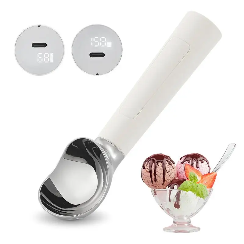 

Heated Ice Cream Scoop Rechargeable Battery Electric Ice Cream Scooper, Metal Spoon 2 Oz IP 67 Waterproof LED Display