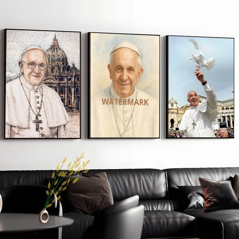 Pope Franciscus Pontiff Poster HD Sticky Wall Art Printing Waterproof Home Living Bed Room Bar Aesthetic Decor