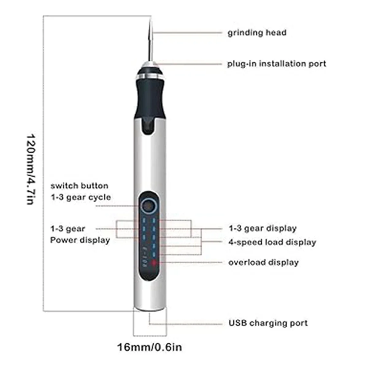 Mini smerigliatrice elettrica trapano elettrico a batteria macchina per incidere penna per incisione fai da te piccola penna per molatura elettrica (B)