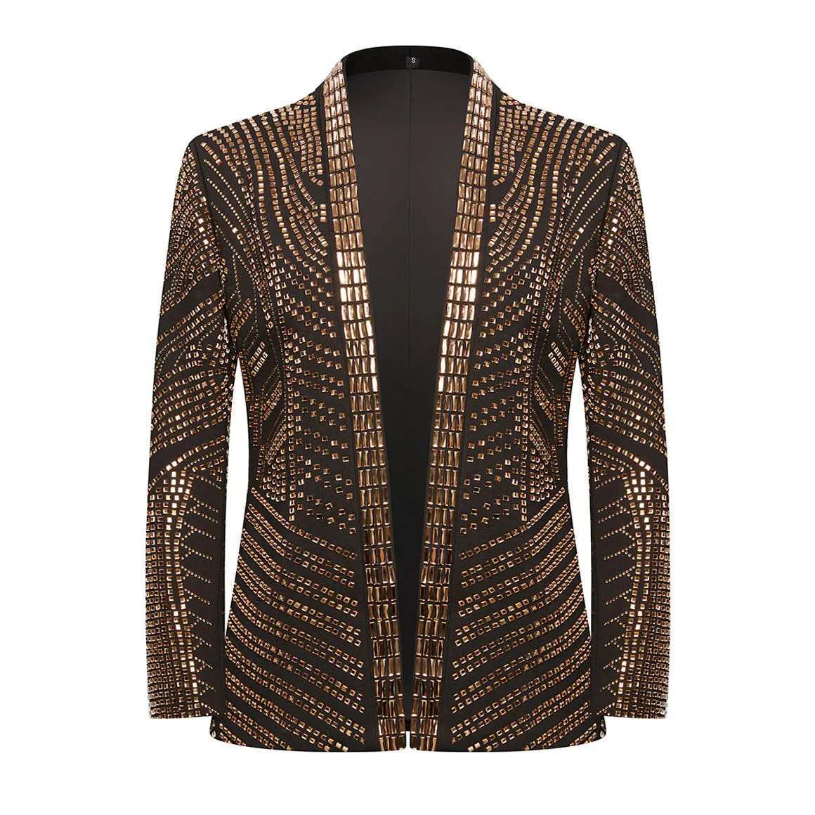 Men's Luxury Diamond Blazer Open Front Rhinestones Banquet Party Suit Jacket Star Singer Concert Stage Performance Trendy Coats