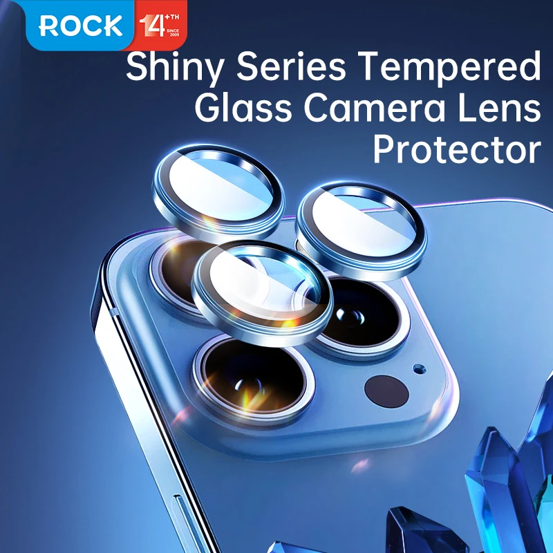 ROCK Lens Protectors Tempered Glass for iPhone 15 Pro Max Lens Metal Ring Protector Glass for iPhone 15 Plus 15 Pro Camera Film