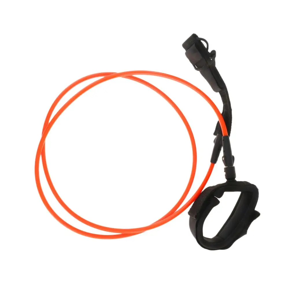 5ft 7mm Straight Surfboard Surfing Board Leash with Double swivel Orange