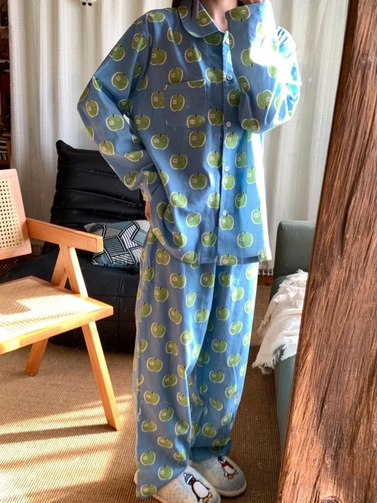 Sweet Style Long Sleeve Sleepwear Set Women's Casual Comfortable Loose Home Clothes Cotton Polyester Spring Autumn New Arrival