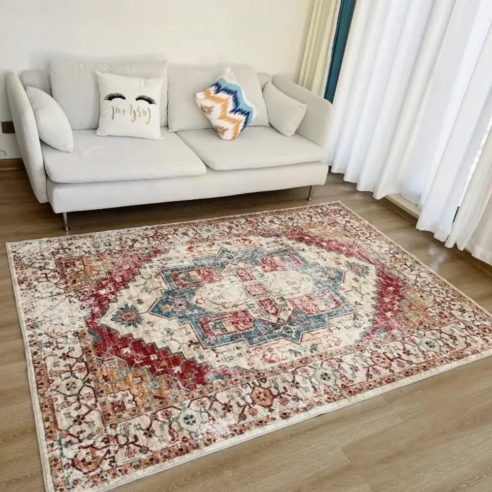 VIKAMA1PC Vintage Persian Carpet Bohemian Living Room Carpet Absorbent Dirt Resistant HomestayHotel Ethnic Carpet Home Decor
