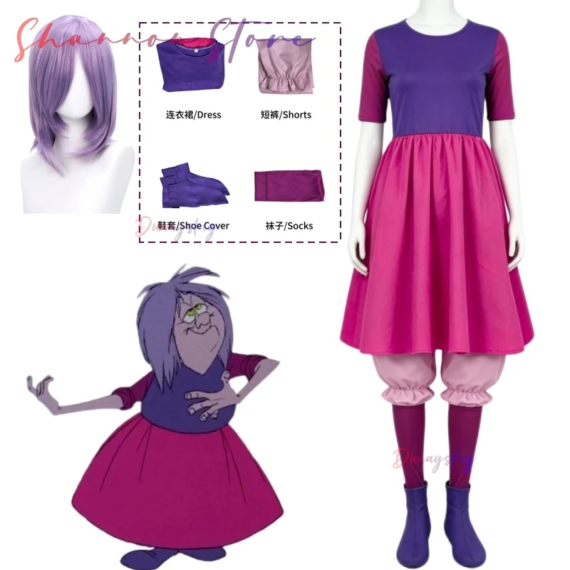 Anime Madam Cosplay Mim Kleid Das Schwert im Stein Hexenkostüm Halloween Party Faschingskleid Damen Rollenspiel Outfits