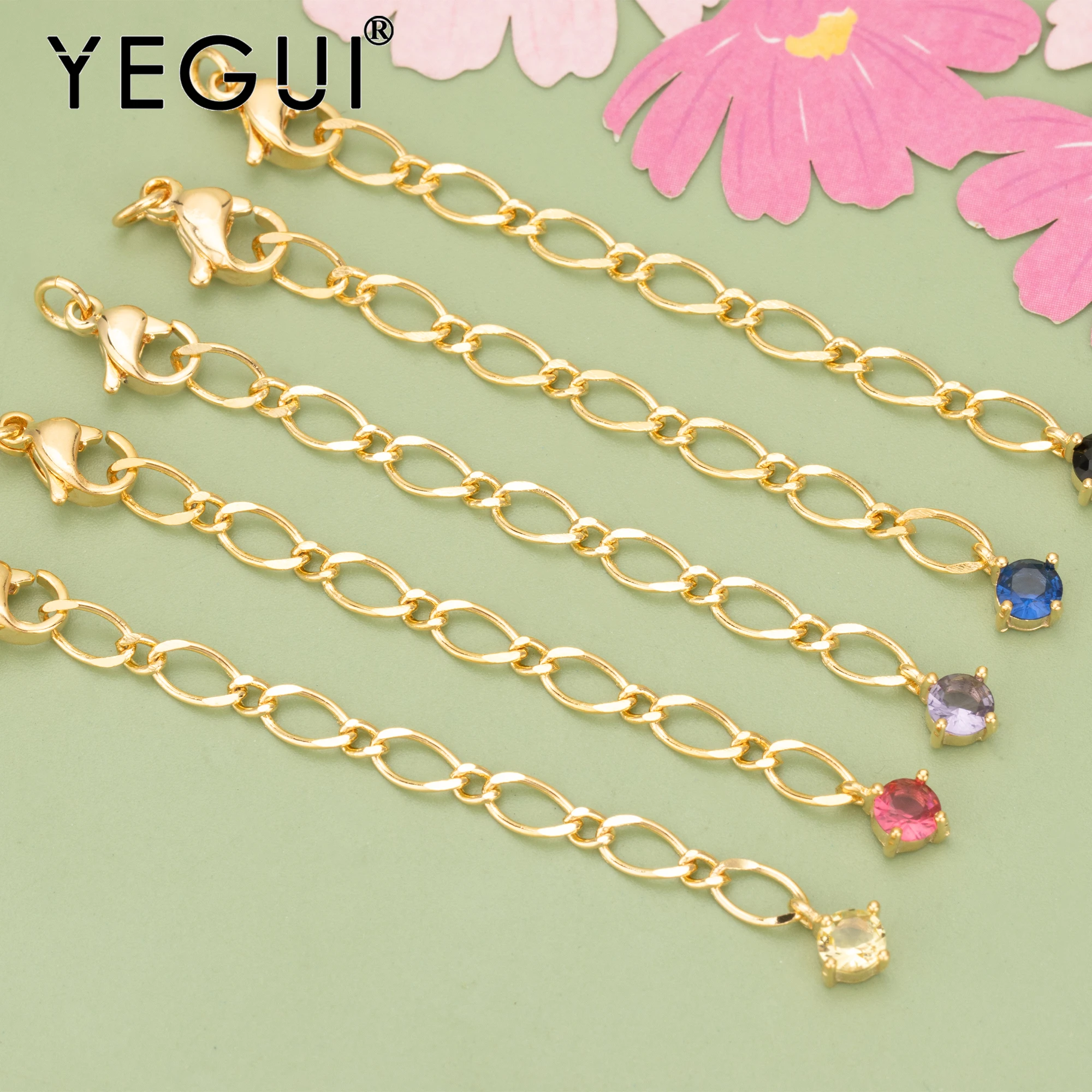 

YEGUI MC68,jewelry accessories,18k gold rhodium plated,copper,nickel free,zircons,jewelry making,extended chain,10pcs/lot