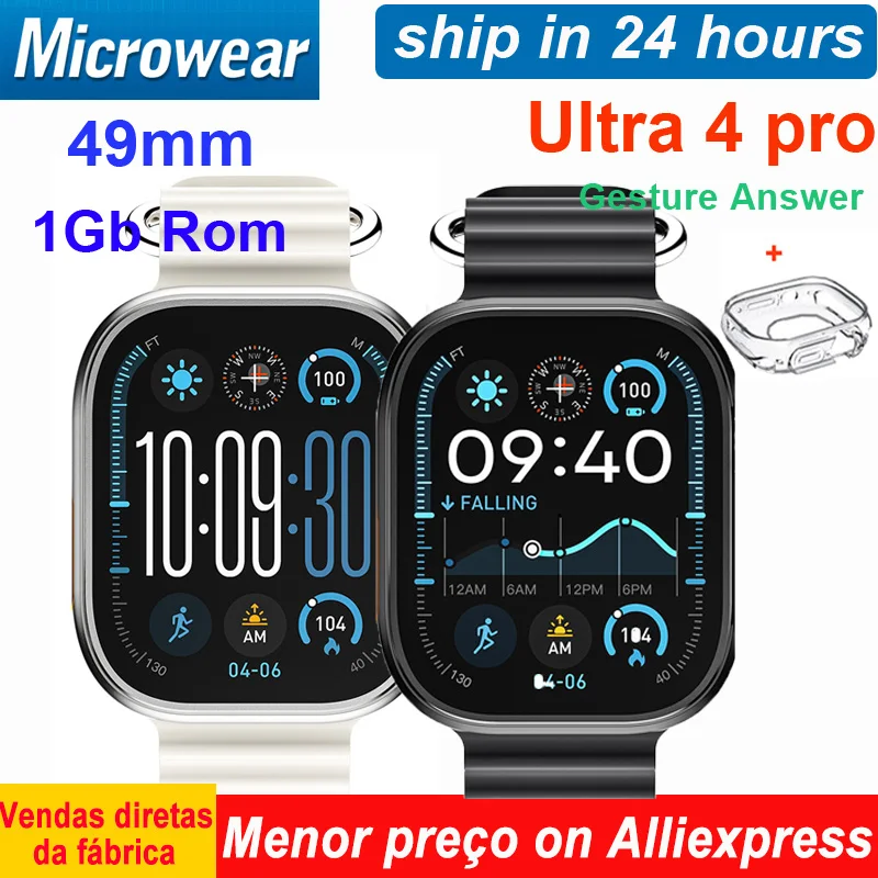 Microwear U4 Pro Men Smart Watch 10 Ultra 4 Pro 1GB Compass ChatGPT 49mm 3ATM Waterproof Gesture Answer Smartwatch Women