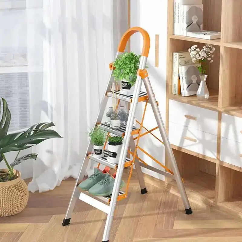 

Modern Folding Aluminum Ladder Telescopic Step Stools Home Indoor Portable Stairs Kitchen Multi-function Herringbone Step Ladder