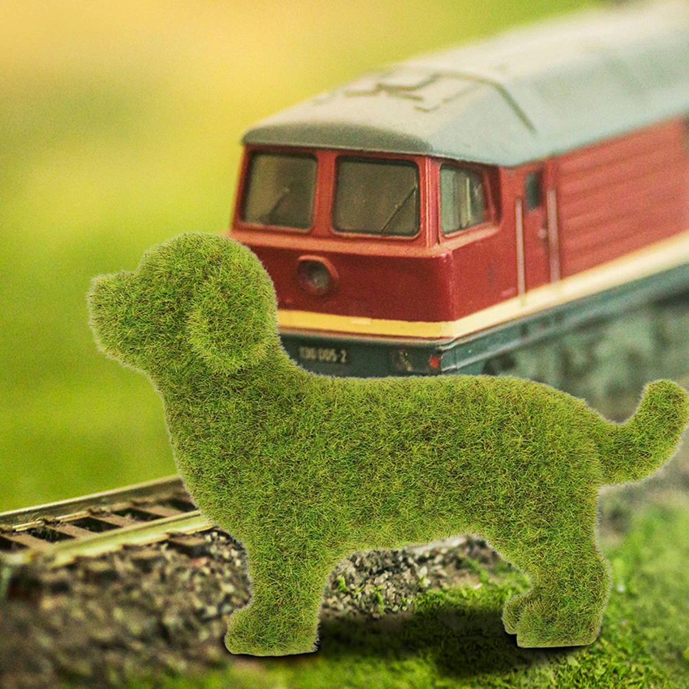 

2pcs Simulation Flocking Animal Decor Small Dog For Garden Patio Lawn Desktop Moss Animal Ornament Flocked Lawn Figurines