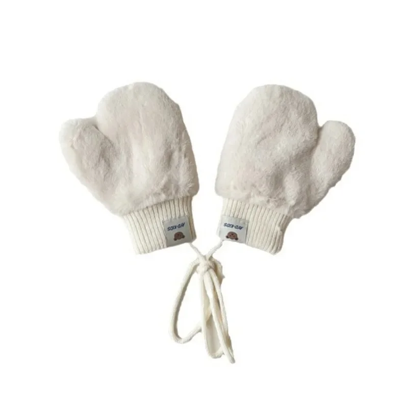 Winterhandschoenen Voor Kinderen Eenvoud Effen Kleur Serie Baby Wanten Voor Pasgeboren Dikker Konijn Pluche Warme Accessoires Voor Kinderen